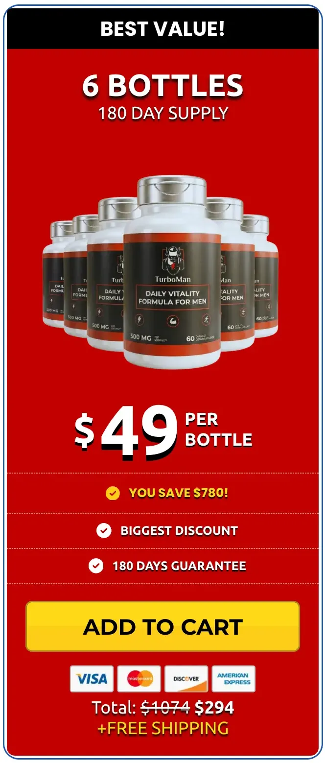 TurboMan 6 bottle package best value 180 day supply free shipping